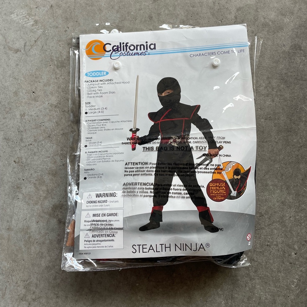Ninja Halloween costume size large toddler 4-6